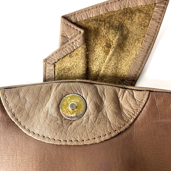 VINTAGE 1980’s LEATHER & SNAKE SKIN LG TAN CLUTCH PURSE Granny Core Y2K Retro - Picture 6 of 12